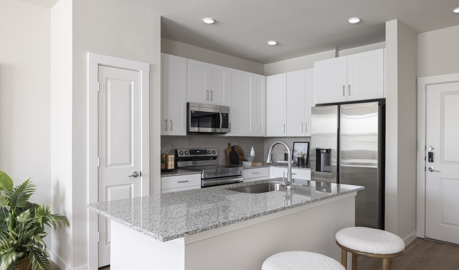 kitchen with white cabinets and stainless appliances