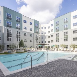 pool area showing reclining seating